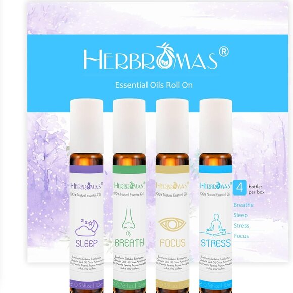 Aromatherapy Oils Roller Set, Natural Pre-diluted Essential Oils Roll On with Gl - Picture 2 of 6